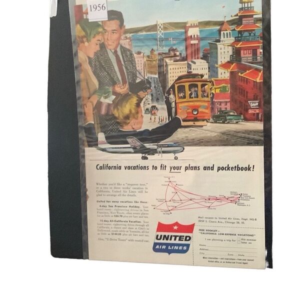 Vintage 1956 United Air Lines California Vacations Ad Advertisement - Picture 4 of 5